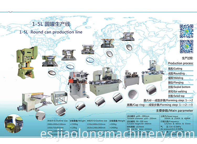 Línea de producción semiautomática de fabricación de latas de pintura de 1-5L